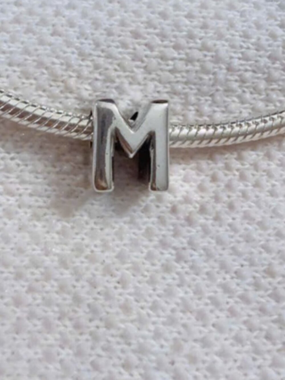 Letter M Charm Retired Alpha Initial Silver Charm Fits Pandora Bracelet
